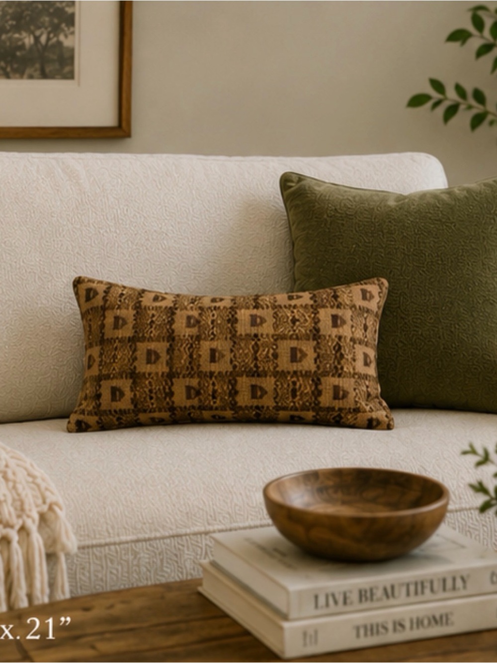 West Elm Geometric Lumbar Pillow 12”x21”